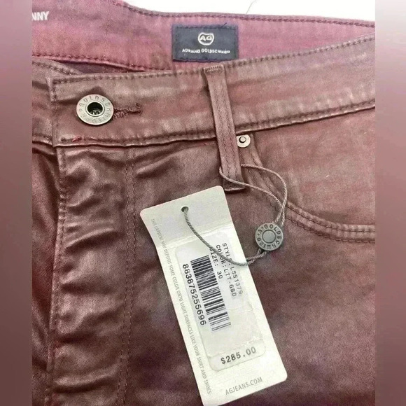 Adriano Goldschmied Farrah High-Rise Skinny Ankle Pant, Burgundy, SZ 30 NWT - Picture 6 of 6